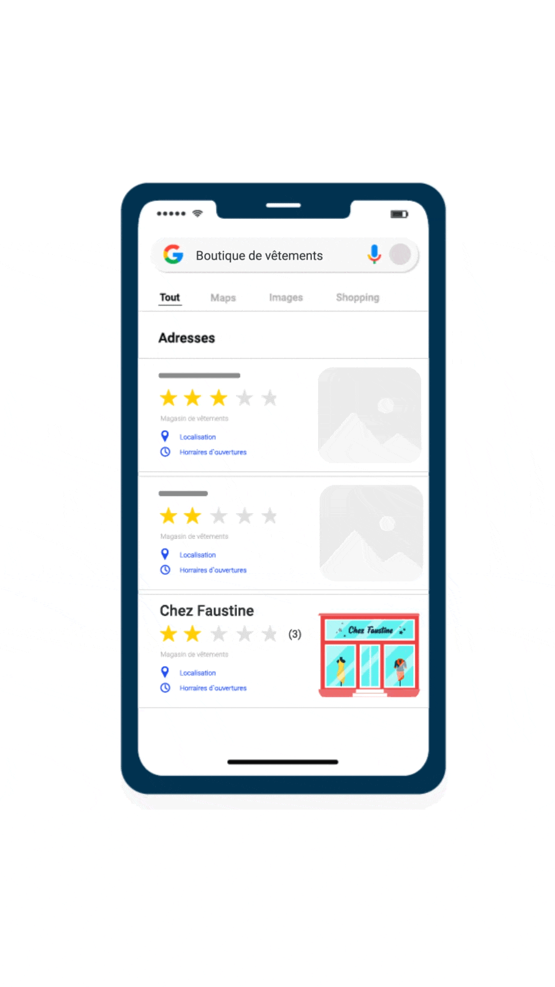 Geolocalisation GIF optimisé carte sans contact avis google